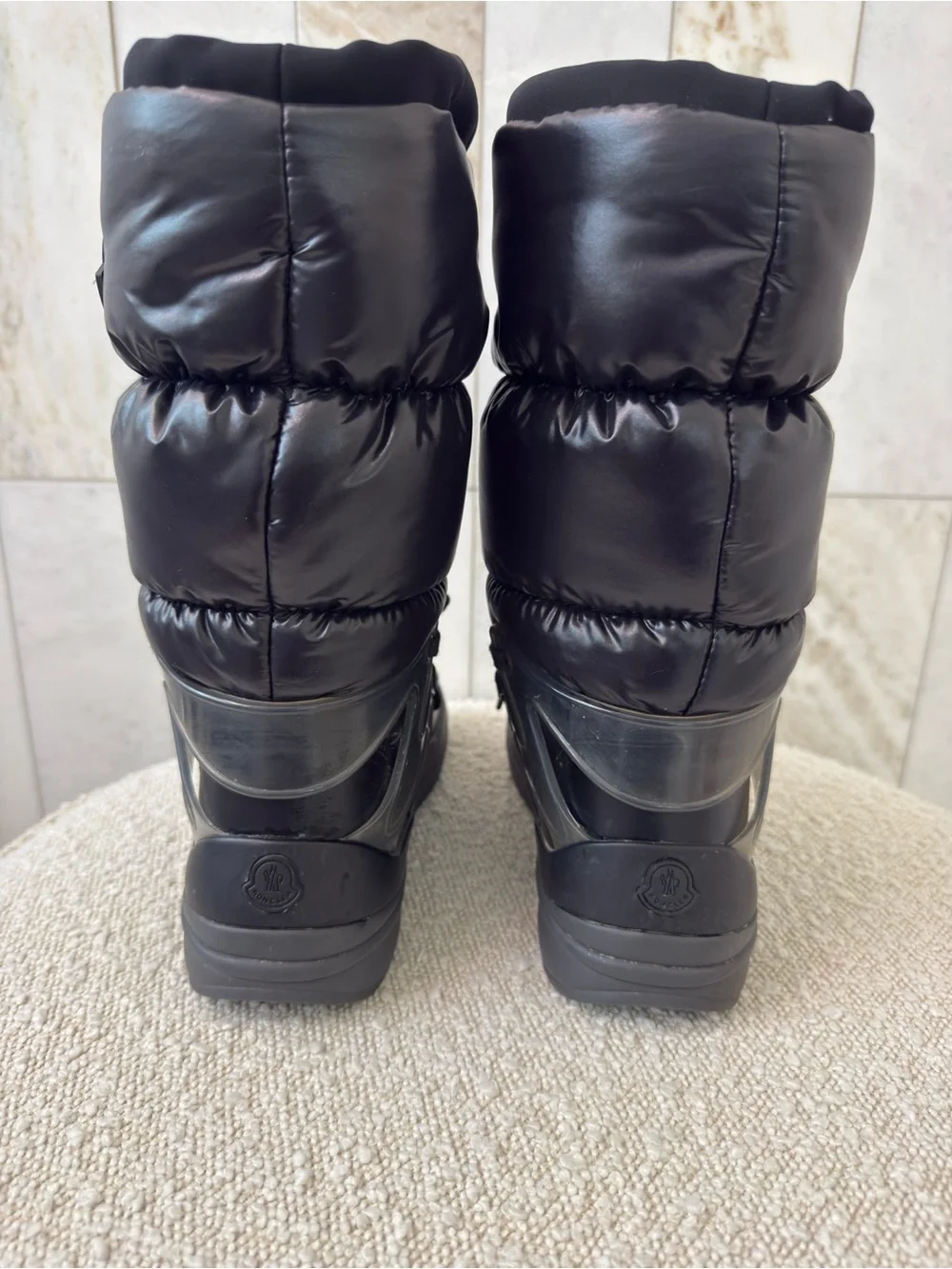 Moncler Black Quilted Puffer Lace-Up Winter Boots